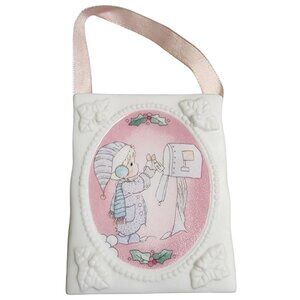 Vintage 1994 The Enesco Precious Moments White Christmas Porcelain Gift Bag 3"